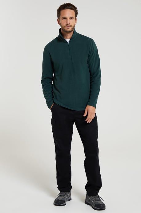 'Camber II' Men's Half Zip Fleece Top Antipill Breathable Casual Winter Sweater Dark Green - Image 2