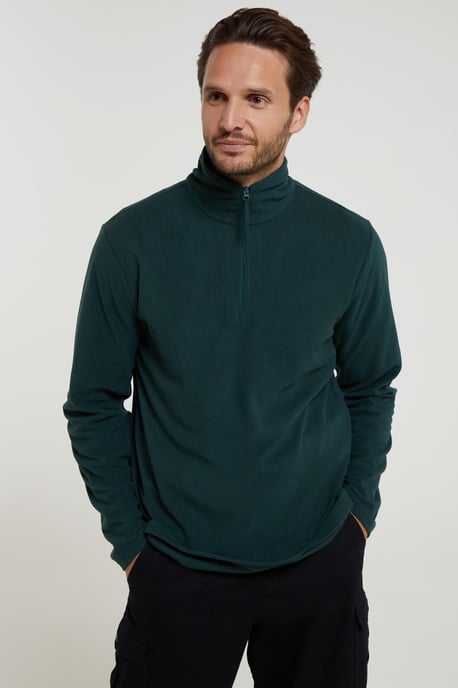 'Camber II' Men's Half Zip Fleece Top Antipill Breathable Casual Winter Sweater Dark Green - Image 3