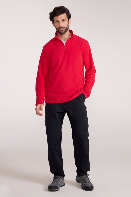 'Camber II' Men's Half Zip Fleece Top Antipill Breathable Casual Winter Sweater Red - Image 2