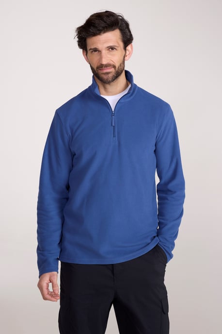 'Camber II' Men's Half Zip Fleece Top Antipill Breathable Casual Winter Sweater Blue - Image 2