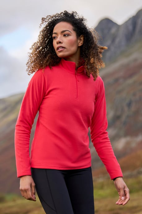 'Camber' Women's Striped Fleece Top Half Zip Quick Dry Breathable Sweater Red - Image 1