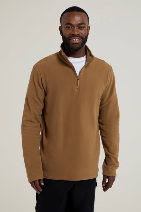 'Camber II' Men's Half Zip Fleece Top Antipill Breathable Casual Winter Sweater Beige - Image 1