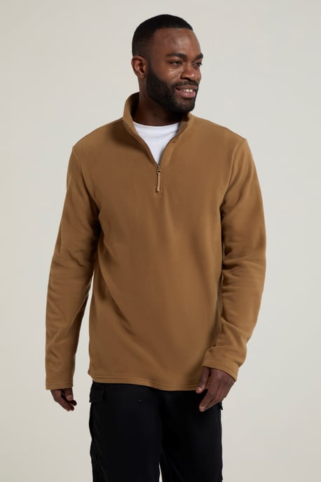 'Camber II' Men's Half Zip Fleece Top Antipill Breathable Casual Winter Sweater Beige - Image 2