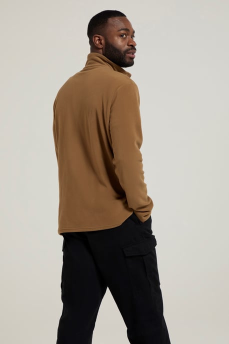 'Camber II' Men's Half Zip Fleece Top Antipill Breathable Casual Winter Sweater Beige - Image 3