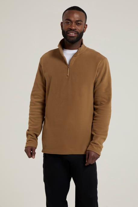'Camber II' Men's Half Zip Fleece Top Antipill Breathable Casual Winter Sweater Beige - Image 4
