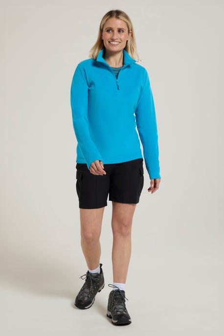 'Camber' Women's Striped Fleece Top Half Zip Quick Dry Breathable Sweater Teal - Image 2
