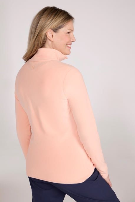 'Camber' Women's Striped Fleece Top Half Zip Quick Dry Breathable Sweater Coral - Image 3