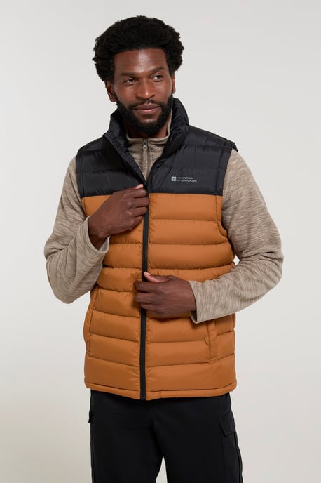 'Seasons' Men's Padded Gilet with Two Front Pockets Water Resistant Walking Jacket Gold - Image 2