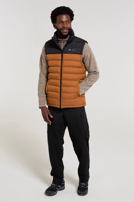 'Seasons' Men's Padded Gilet with Two Front Pockets Water Resistant Walking Jacket Gold - Image 3