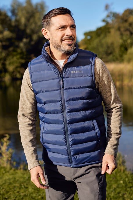 'Seasons' Men's Padded Gilet with Two Front Pockets Water Resistant Walking Jacket Navy - Image 4