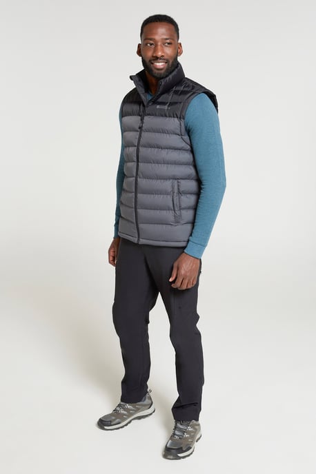 'Seasons' Men's Padded Gilet with Two Front Pockets Water Resistant Walking Jacket Grey - Image 2