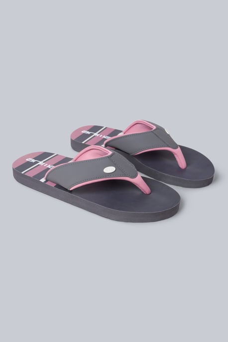 'Swish' Women's Flip Flops with Soft Padded Upper Straps Slip-on Beach Sandals Grey - Image 1