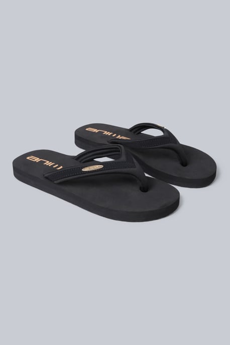 'Swish' Women's Flip Flops with Soft Padded Upper Straps Comfy Slip-on Beach Sandals Black - Image 1