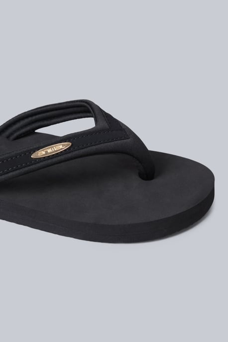 'Swish' Women's Flip Flops with Soft Padded Upper Straps Comfy Slip-on Beach Sandals Black - Image 5