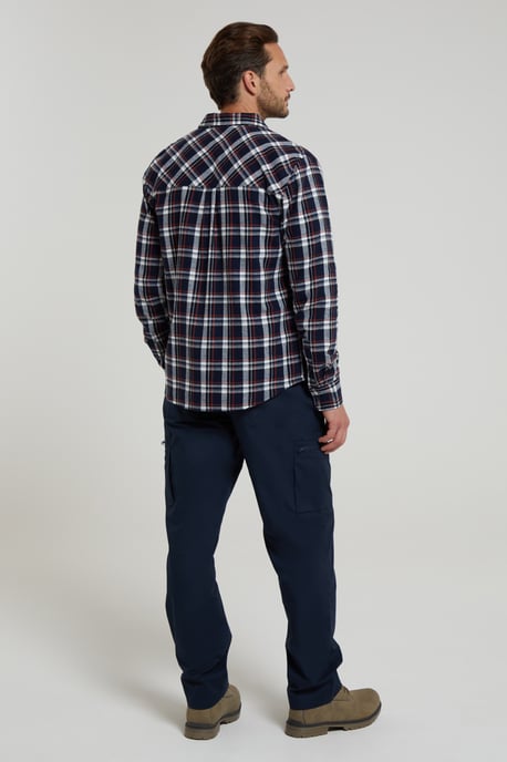 'Trace' Men's Flannel Shirt 100% Cotton Long Sleeve Everyday Casual Winter Top Blue - Image 4