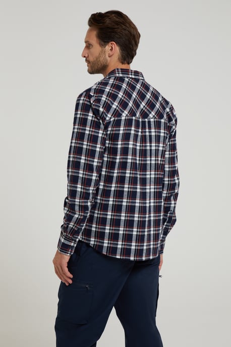 'Trace' Men's Flannel Shirt 100% Cotton Long Sleeve Everyday Casual Winter Top Blue - Image 5