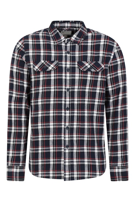 'Trace' Men's Flannel Shirt 100% Cotton Long Sleeve Everyday Casual Winter Top Blue - Image 6