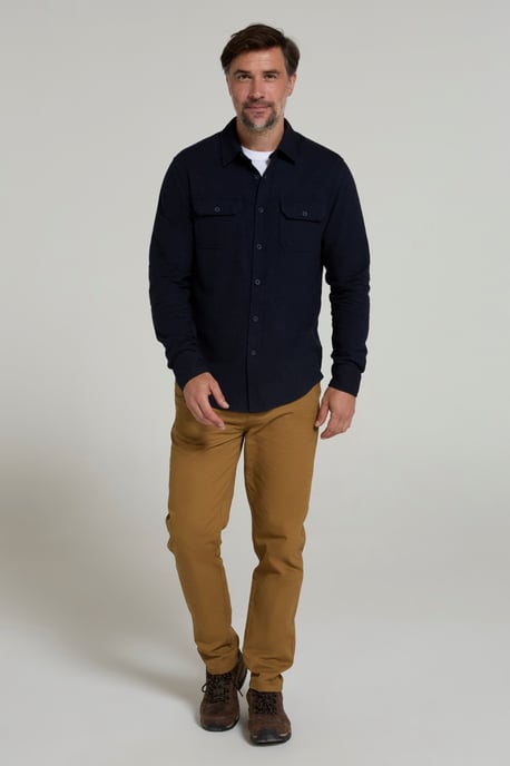 'Trace' Men's Flannel Shirt 100% Cotton Long Sleeve Everyday Casual Winter Top Navy - Image 2