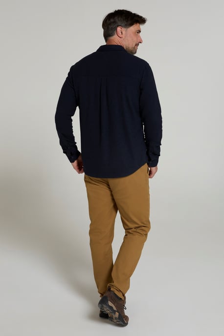 'Trace' Men's Flannel Shirt 100% Cotton Long Sleeve Everyday Casual Winter Top Navy - Image 3