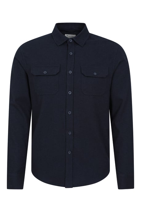 'Trace' Men's Flannel Shirt 100% Cotton Long Sleeve Everyday Casual Winter Top Navy - Image 5