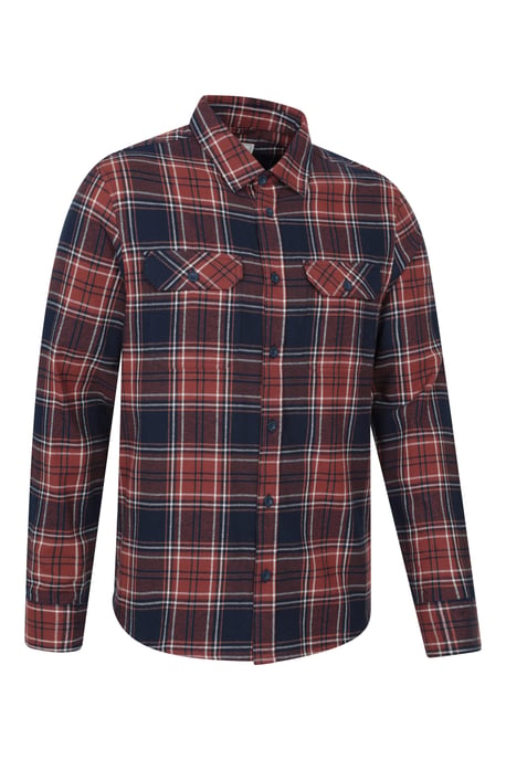 'Trace' Men's Flannel Shirt 100% Cotton Long Sleeve Everyday Casual Winter Top Rust - Image 2