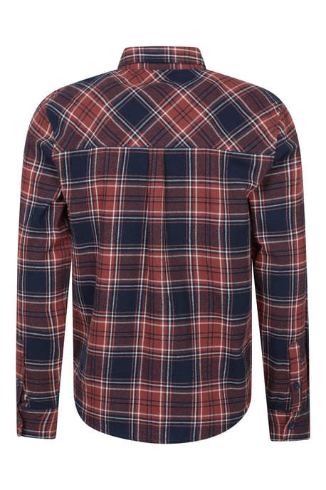 'Trace' Men's Flannel Shirt 100% Cotton Long Sleeve Everyday Casual Winter Top Rust - Image 3
