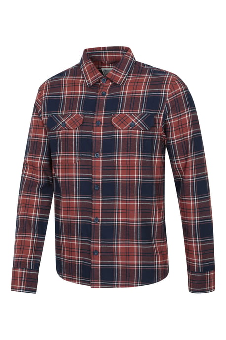 'Trace' Men's Flannel Shirt 100% Cotton Long Sleeve Everyday Casual Winter Top Rust - Image 4