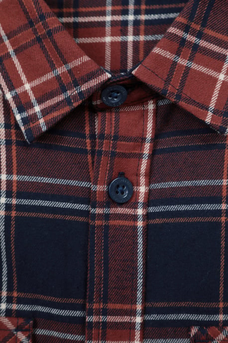'Trace' Men's Flannel Shirt 100% Cotton Long Sleeve Everyday Casual Winter Top Rust - Image 5