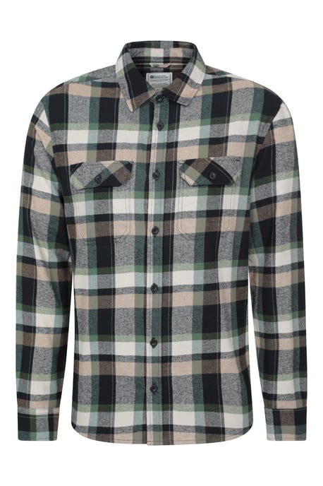 'Trace' Men's Flannel Shirt 100% Cotton Long Sleeve Everyday Casual Winter Top Forest Green - Image 2