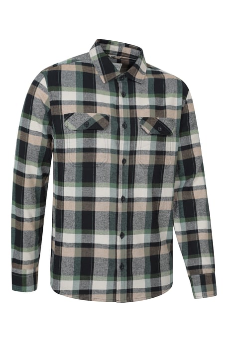 'Trace' Men's Flannel Shirt 100% Cotton Long Sleeve Everyday Casual Winter Top Forest Green - Image 3