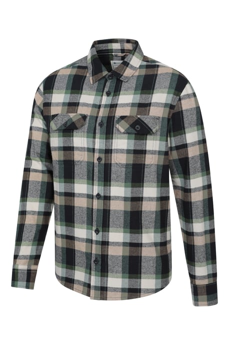 'Trace' Men's Flannel Shirt 100% Cotton Long Sleeve Everyday Casual Winter Top Forest Green - Image 5