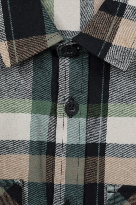 'Trace' Men's Flannel Shirt 100% Cotton Long Sleeve Everyday Casual Winter Top Forest Green - Image 6