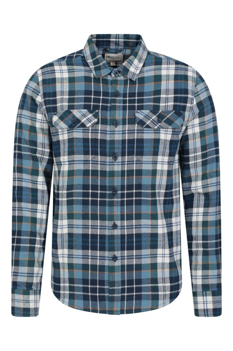 'Trace' Men's Flannel Shirt 100% Cotton Long Sleeve Everyday Casual Winter Top Light Blue - Image 6