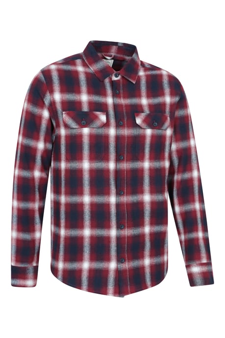 'Trace' Men's Flannel Shirt 100% Cotton Long Sleeve Everyday Casual Winter Top Berry - Image 2