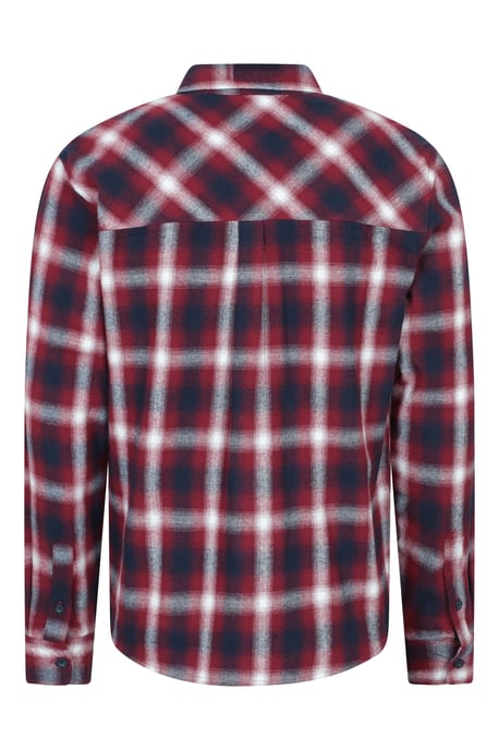 'Trace' Men's Flannel Shirt 100% Cotton Long Sleeve Everyday Casual Winter Top Berry - Image 3