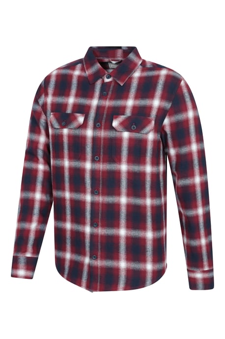 'Trace' Men's Flannel Shirt 100% Cotton Long Sleeve Everyday Casual Winter Top Berry - Image 4