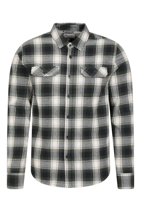 'Trace' Men's Flannel Shirt 100% Cotton Long Sleeve Everyday Casual Winter Top Dark Green - Image 6