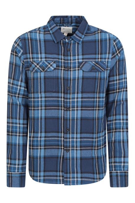 'Trace' Men's Flannel Shirt 100% Cotton Long Sleeve Everyday Casual Winter Top Dark Blue - Image 5