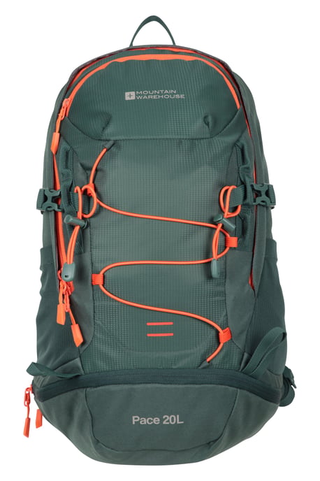 'Pace' Rucksack with Bottle Pockets & Chest Hip Straps Everyday Work Backpack Dark Green - Image 3