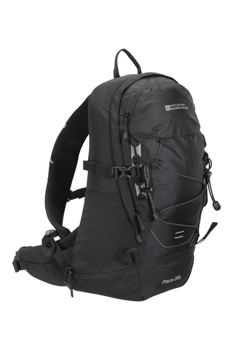 'Pace' Rucksack with Bottle Pockets & Chest Hip Straps Everyday Work Backpack Black - Image 2