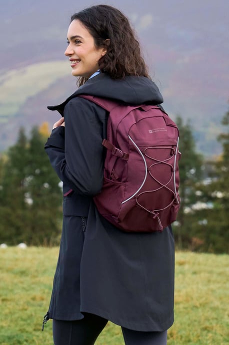 'Bolt' Unisex Backpack with Multiple Pockets Ripstop Fabric Everyday Rucksack Burgundy - Image 1