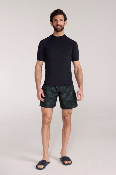 Men's UV Rash Vest Sun Protection Quick Drying Swimwear Stretchy Beach Surf Top Black - Image 2