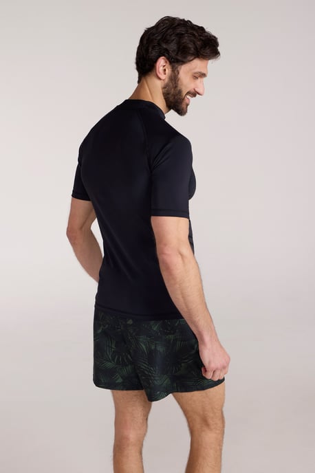 Men's UV Rash Vest Sun Protection Quick Drying Swimwear Stretchy Beach Surf Top Black - Image 3