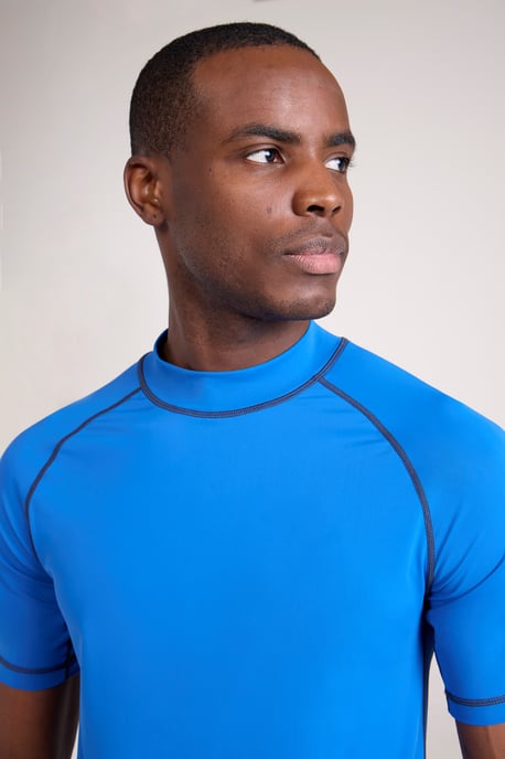 Men's UV Rash Vest Sun Protection Quick Drying Swimwear Stretchy Beach Surf Top Blue - Image 3