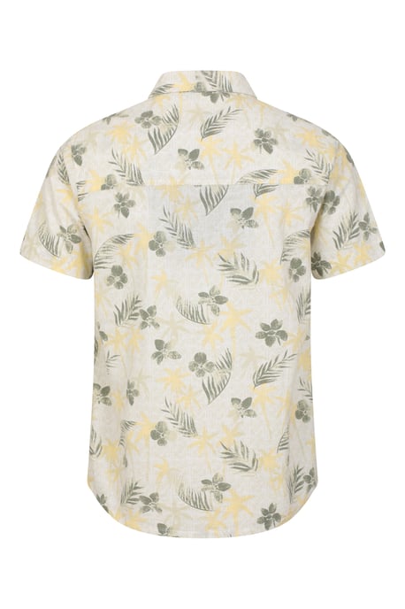 Tropical Printed Men's Short Sleeve Shirt 100% Cotton Chest Pocket Holiday Top Pale Green - Image 3