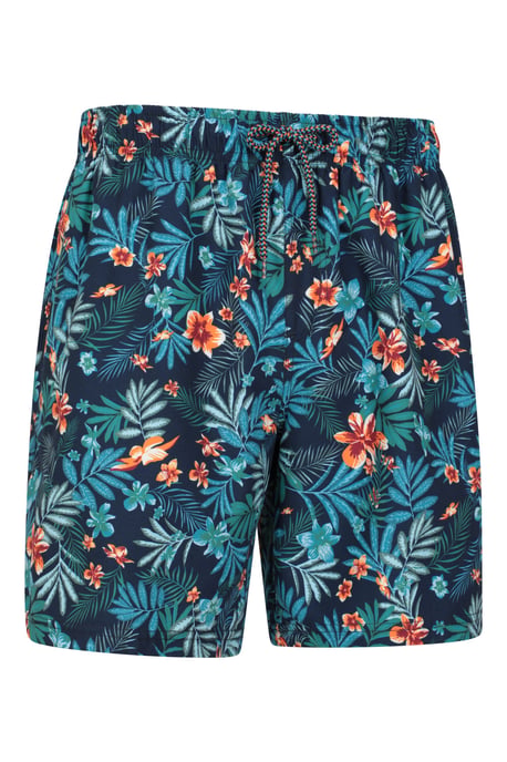 'Aruba' Men's Printed Swim Shorts Drawstring Quick Drying Swimming Trunks Teal - Image 3
