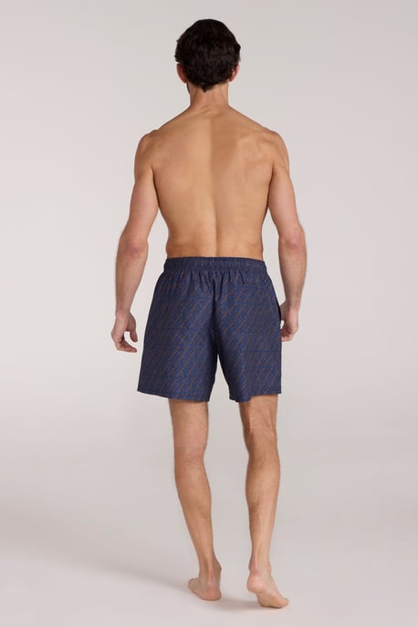 'Aruba' Men's Printed Swim Shorts Drawstring Quick Drying Swimming Trunks Dark Blue - Image 6