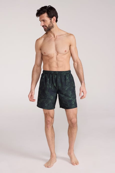 'Aruba' Men's Printed Swim Shorts Drawstring Quick Drying Swimming Trunks Dark Green - Image 2
