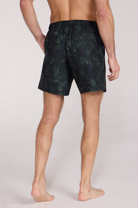 'Aruba' Men's Printed Swim Shorts Drawstring Quick Drying Swimming Trunks Dark Green - Image 4