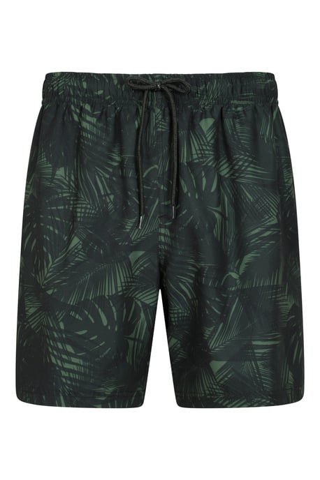 'Aruba' Men's Printed Swim Shorts Drawstring Quick Drying Swimming Trunks Dark Green - Image 6